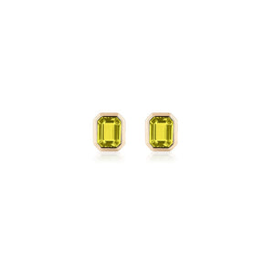 Manhattan Emerald Cut with Gold Frame Stud Earrings