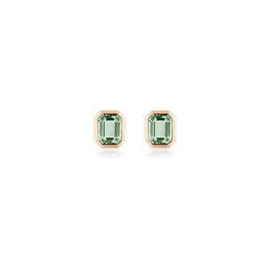 Manhattan Emerald Cut with Gold Frame Stud Earrings