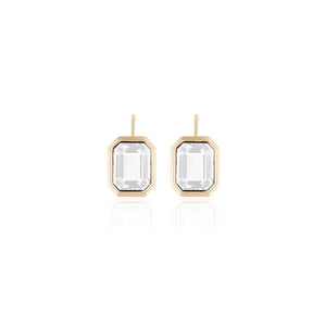 Manhattan Emerald Cut with Gold Frame on Wire Drop Earrings