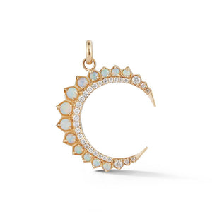 14k Vintage Inspired Crescent Moon Charm Pendant