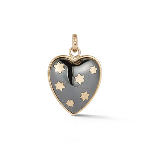 Semi Precious Stone Anna Heart with 14k Stars Pendant Charm
