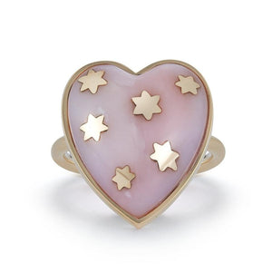 Anna Semi Precious Heart and Gold Stars Ring