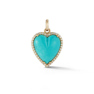 Large Alana Semi Precious Stone & Diamond Heart Pendant Charm