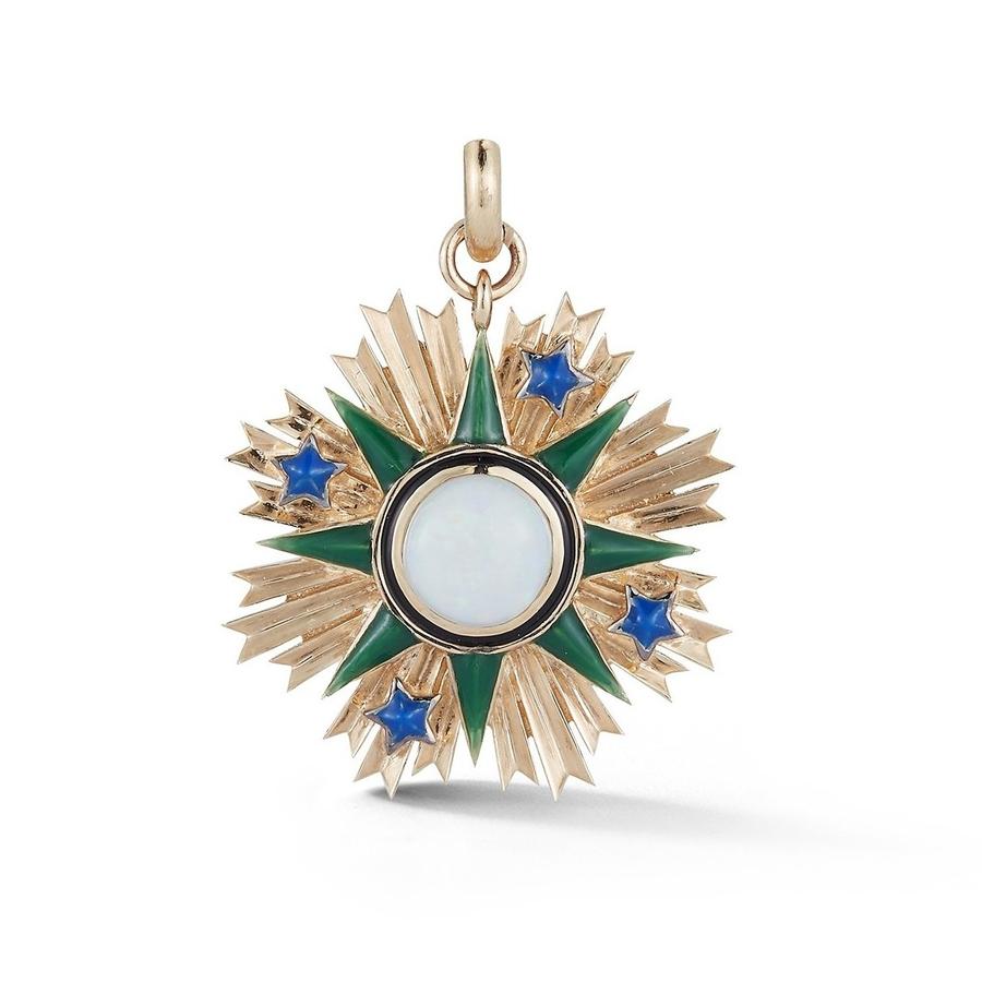 Rosa Emblem Gemstone and Enamel Pendant Charm