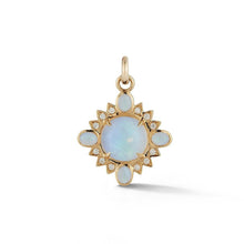 Mini Nora Rainbow Moonstone or Opal and Diamond Quatrefoil Pendant Charm
