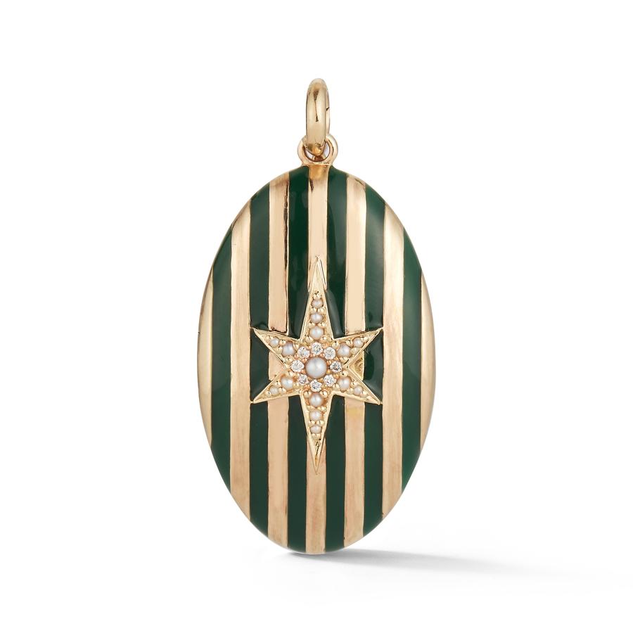 Striped Enamel Star Locket