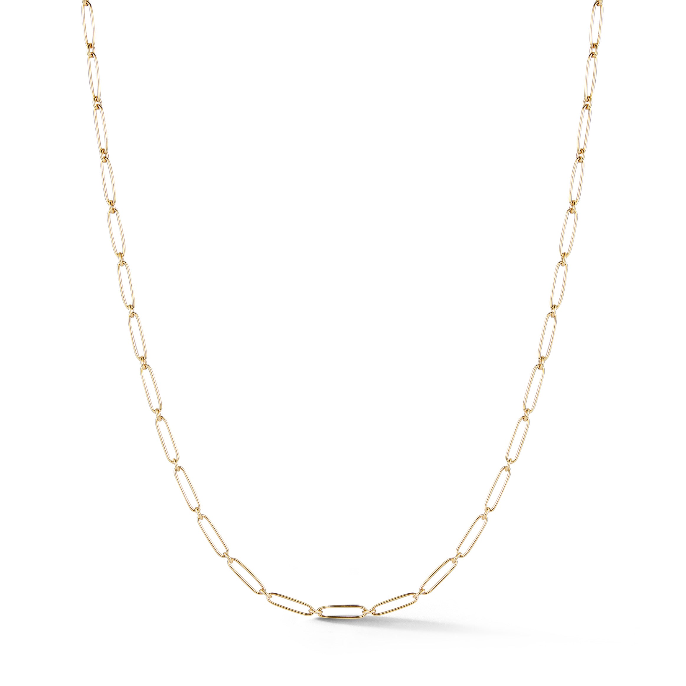 14K Gold Elongated Link Grover Chain