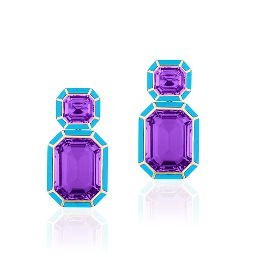 Limited Edition Melange Emerald Cut Drop Earrings