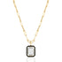 Queen Emerald Cut with Enamel Frame Pendant on Paperclip Chain Necklace