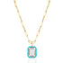 Queen Emerald Cut with Enamel Frame Pendant on Paperclip Chain Necklace