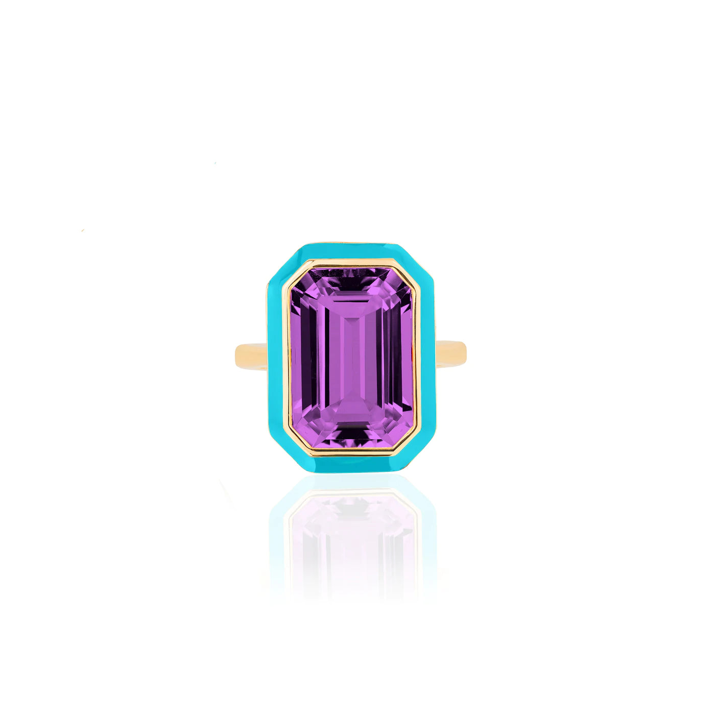 Queen Emerald Cut with Enamel Frame Ring