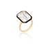 Queen Emerald Cut with Enamel Frame Ring