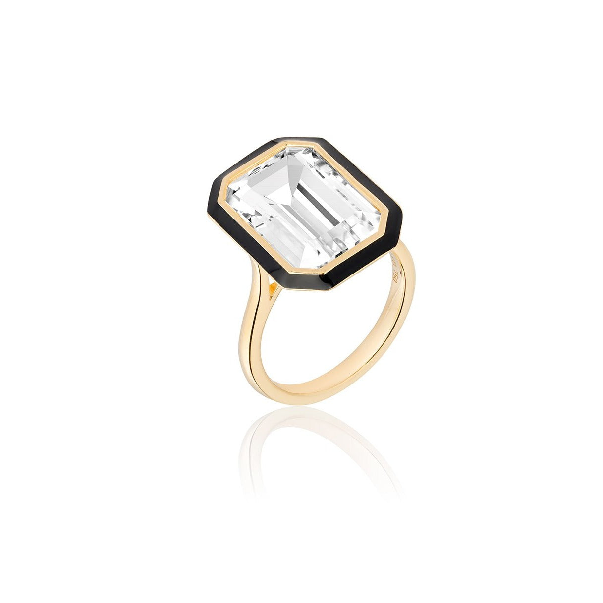 Queen Emerald Cut with Enamel Frame Ring