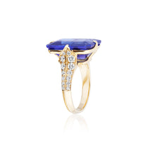 One of a Kind Emerald Cut Tanzanite Ring with Diamonds