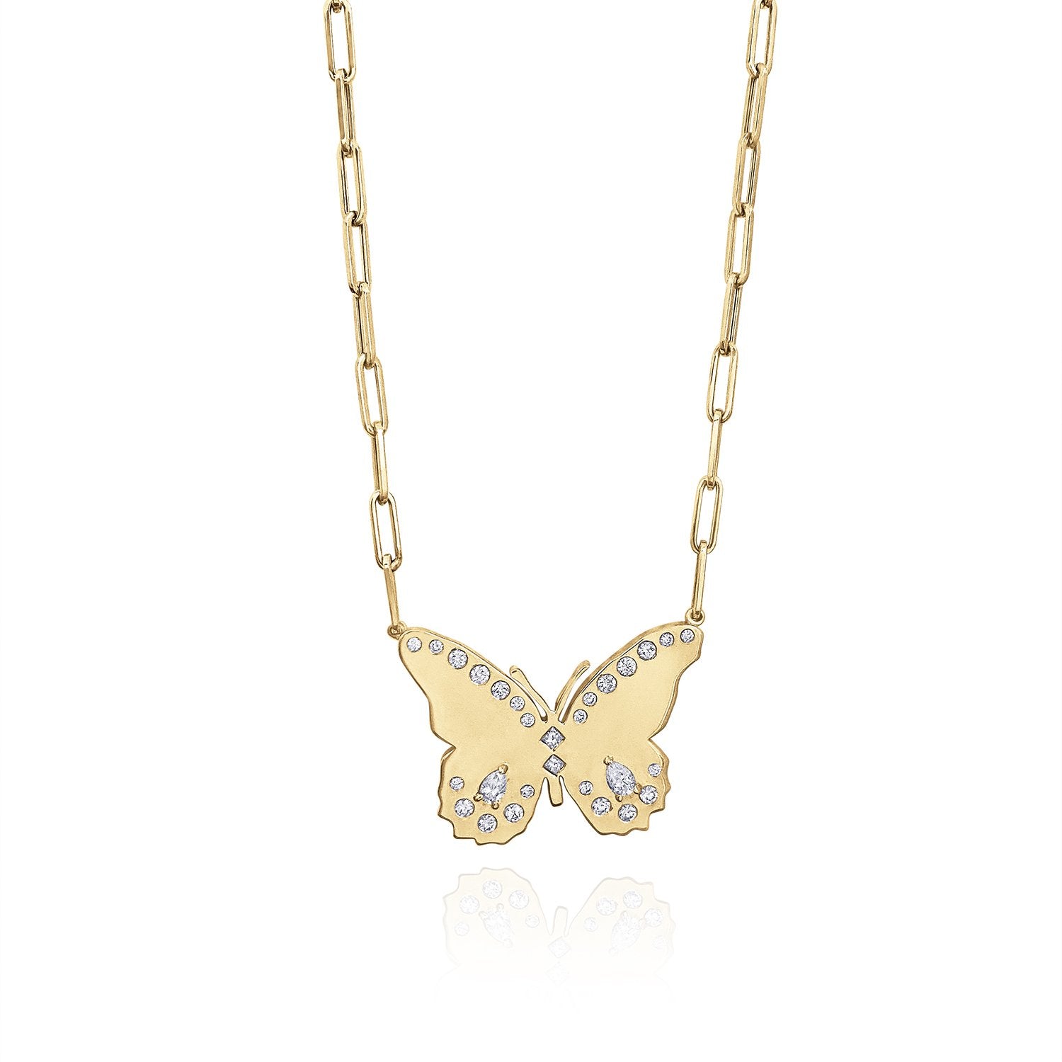 Jessica Large Mixed Shapes Diamond Butterfly Necklace