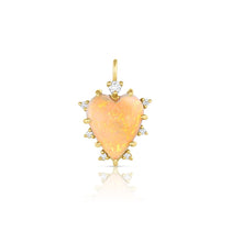 Australian Opal Heart Pendant with Diamond Frame