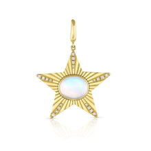 Large Fluted Star Pendant with Moonstone & Diamonds
