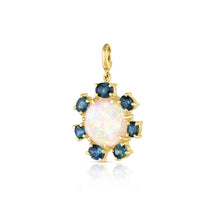 Australian Opal Pendant with Teal Sapphire Frame