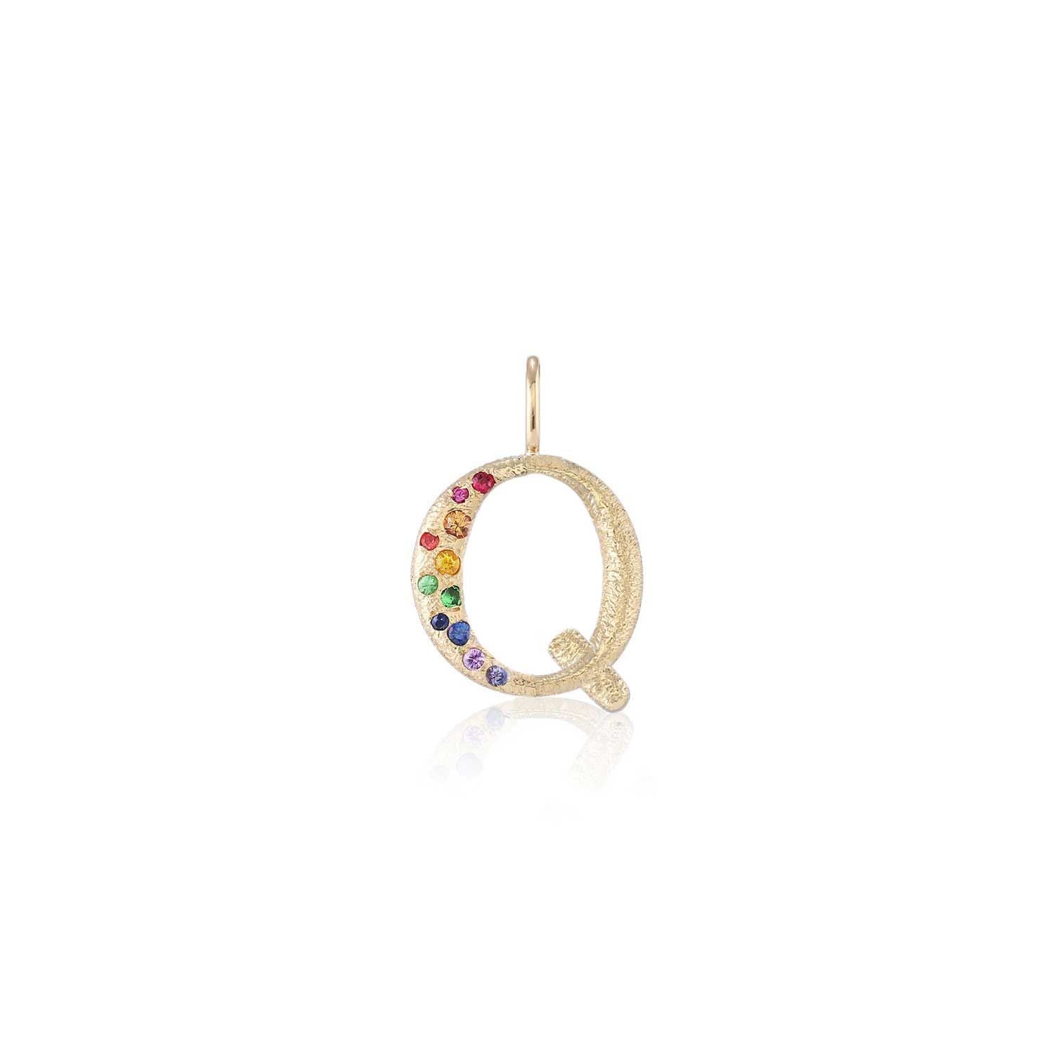 Puffy Gemstone Letter Charm