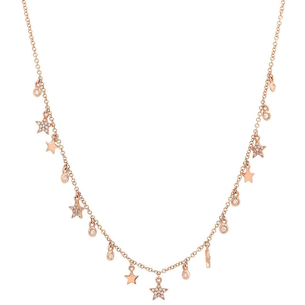 Dangle Stars and Bezels Diamond Necklace