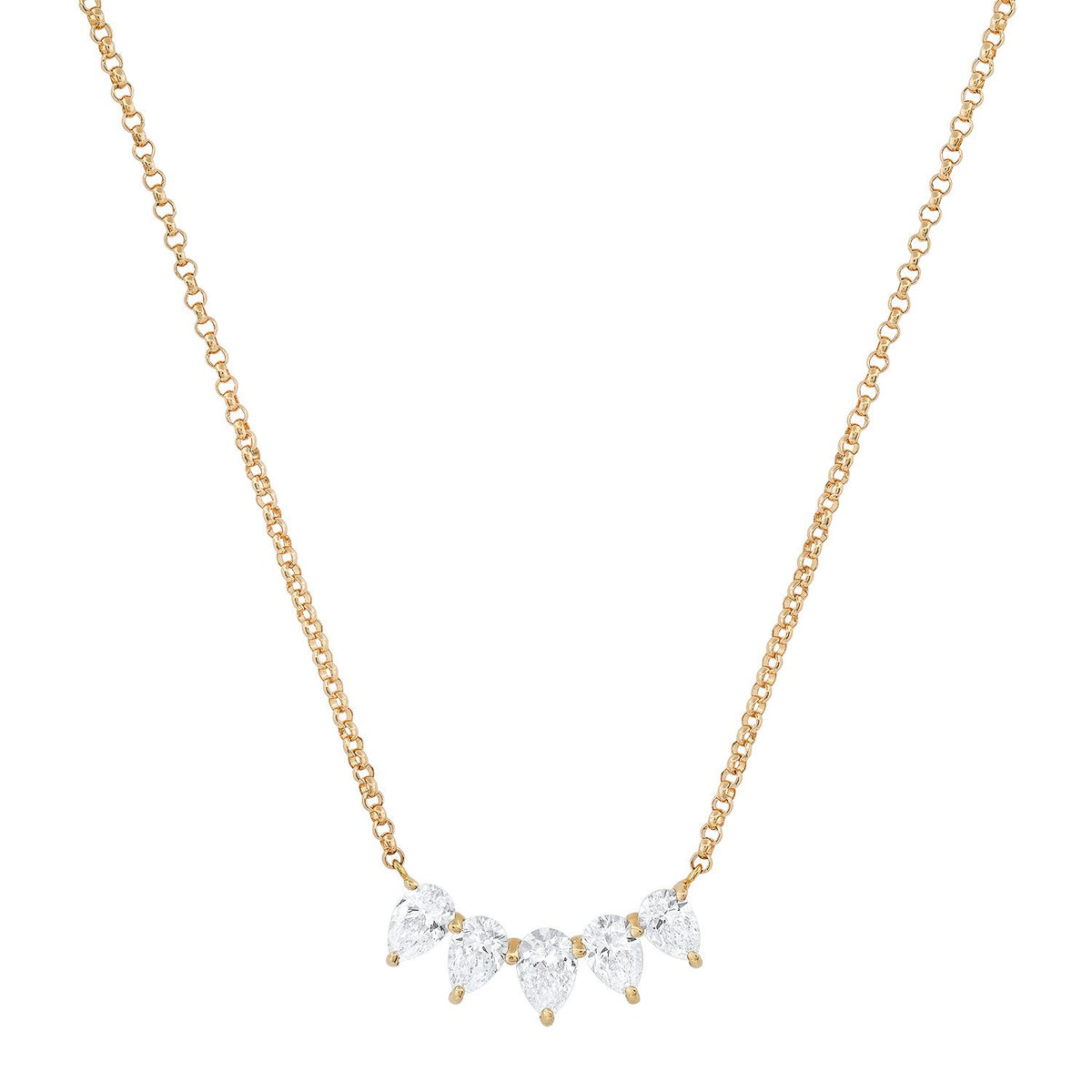 5 Stone Pear Shape Diamond Necklace