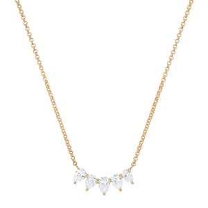 5 Stone Pear Shape Diamond Necklace