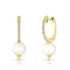 Diamond and Pearl Spike Huggie Hoop Earrings