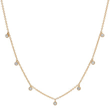 7 Millgrain Detail Bezel Diamond Droplets Necklace