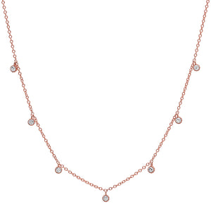 7 Millgrain Detail Bezel Diamond Droplets Necklace