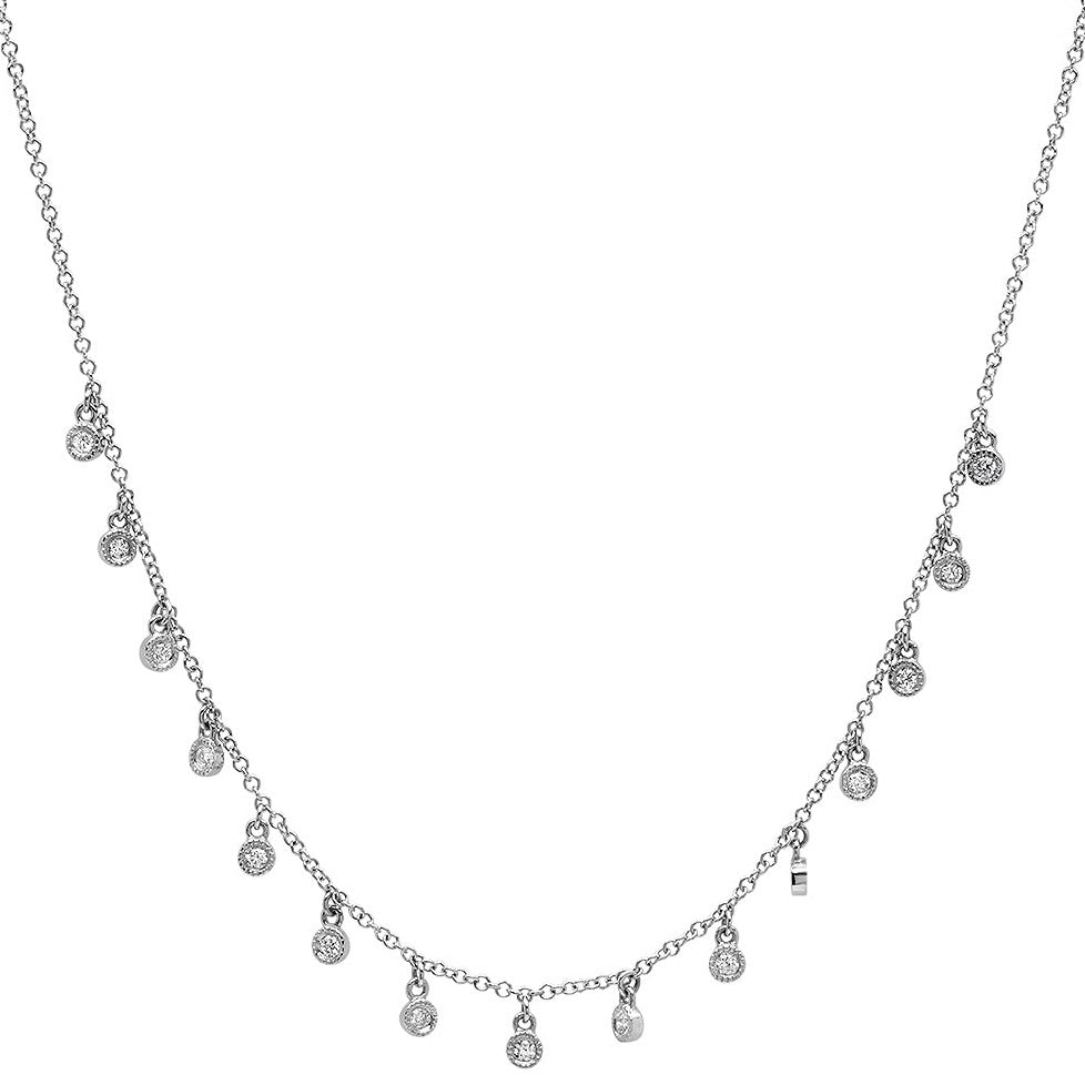15 Millgrain Bezel Diamond Droplets Necklace