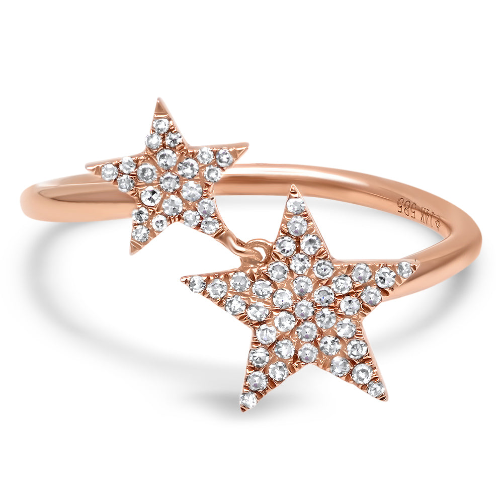 Diamond Twin Stars Ring