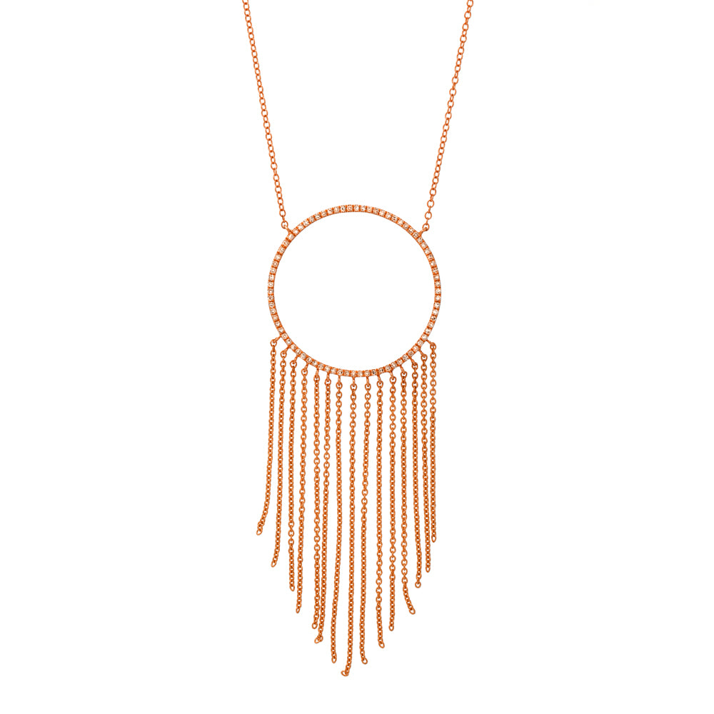 Large Open Circle Necklace with Fringe