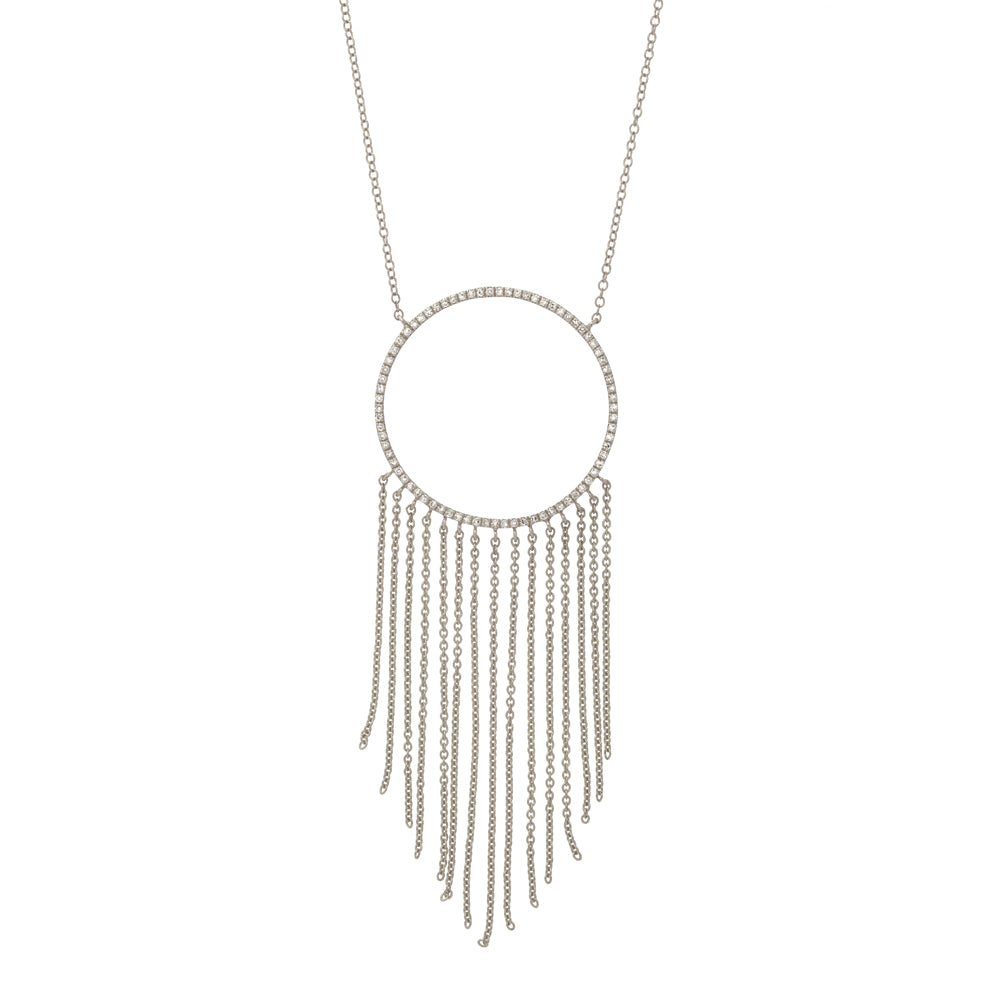 Large Open Circle Necklace with Fringe