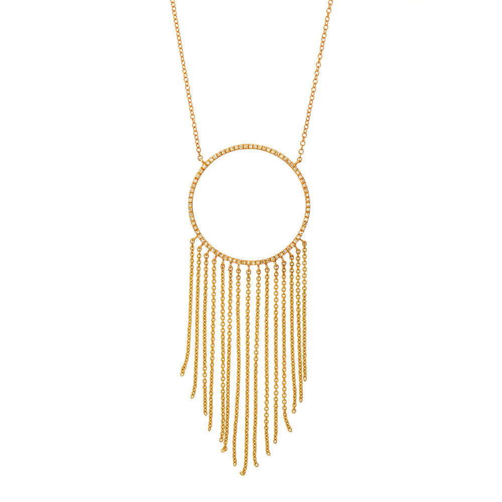 Large Open Circle Necklace with Fringe
