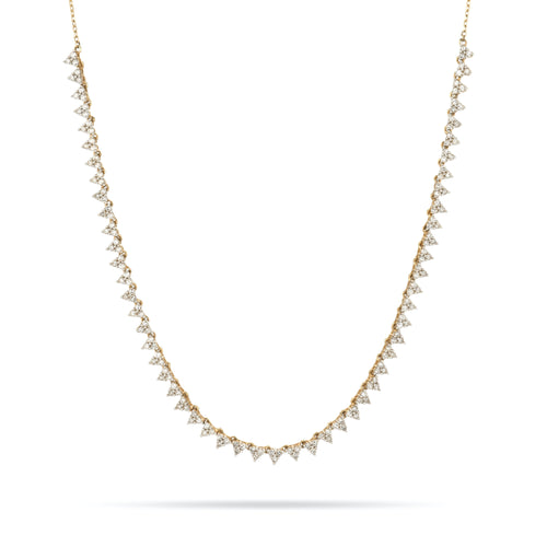 Diamond Cluster Half Riviera Tennis Necklace