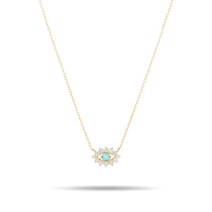 Diamond & Turquoise Evil Eye Necklace