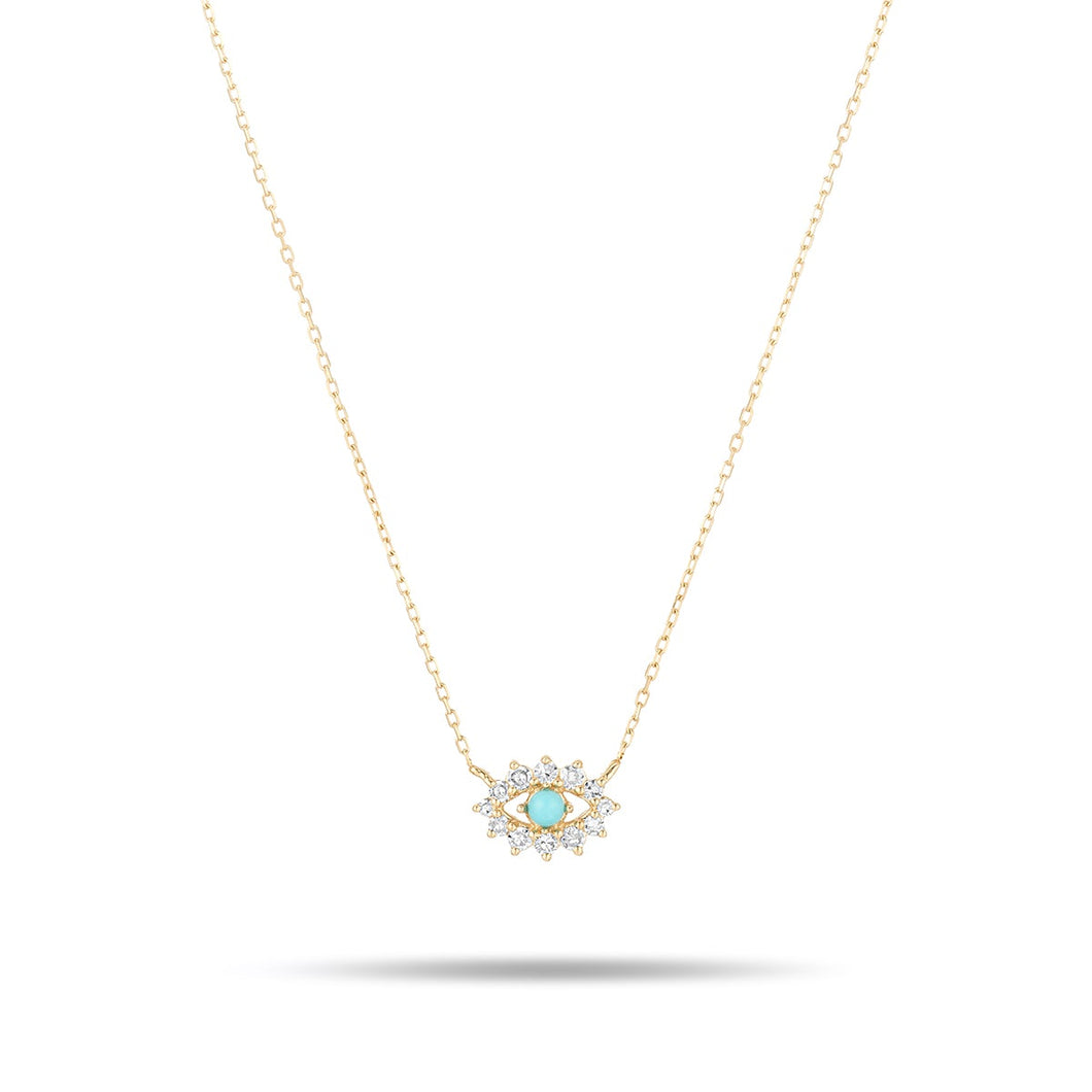 Diamond & Turquoise Evil Eye Necklace