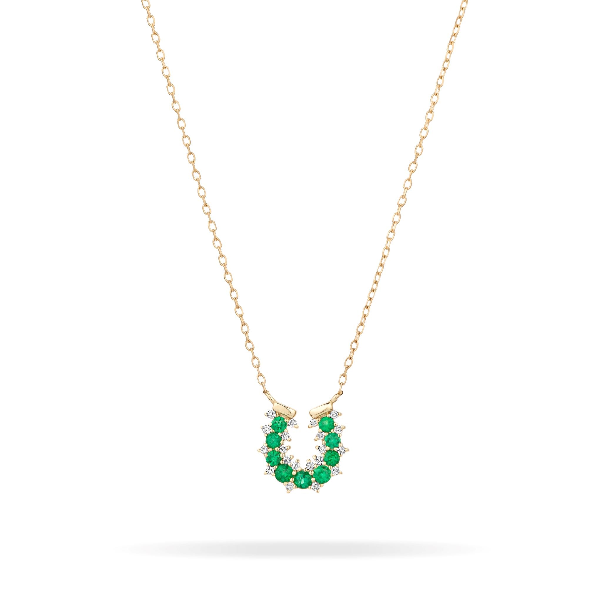 Emerald & Diamond Lucky Horseshoe Necklace
