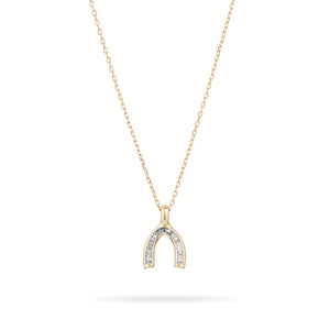 Diamond Baguette Lucky Wishbone Necklace