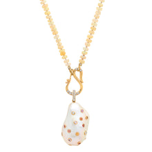 Pearl Pendant with Bezel Set Sapphires on Opal Strand Necklace