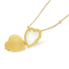 Cabochon Heart Locket Necklace with Diamond Frame
