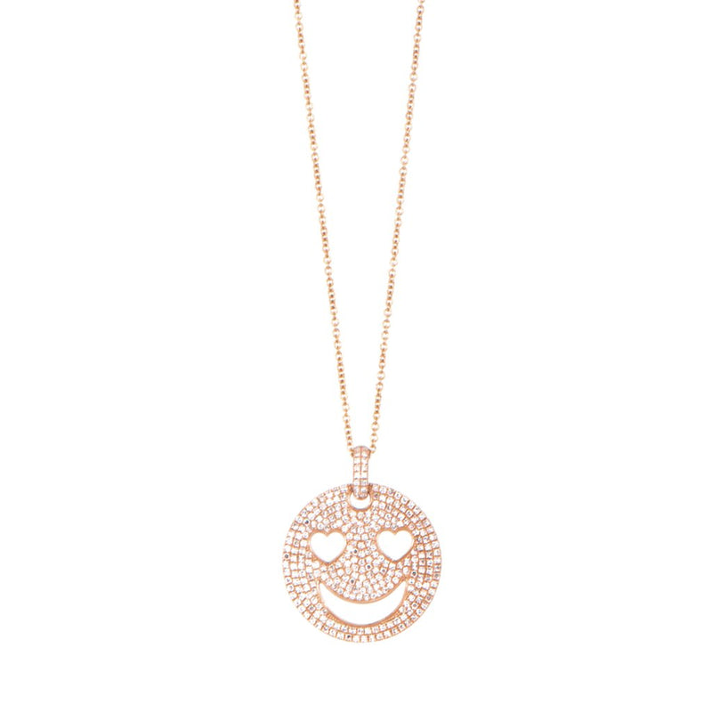 Heart Eyes Smiley Face Necklace Charm in 10K Gold Casting Solid | Banter