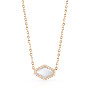 Bell Rock Crystal and Diamond Hexagon Necklace