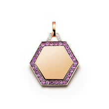 Dora Pink Sapphire and Diamond Hexagon Pendant (Engravable)