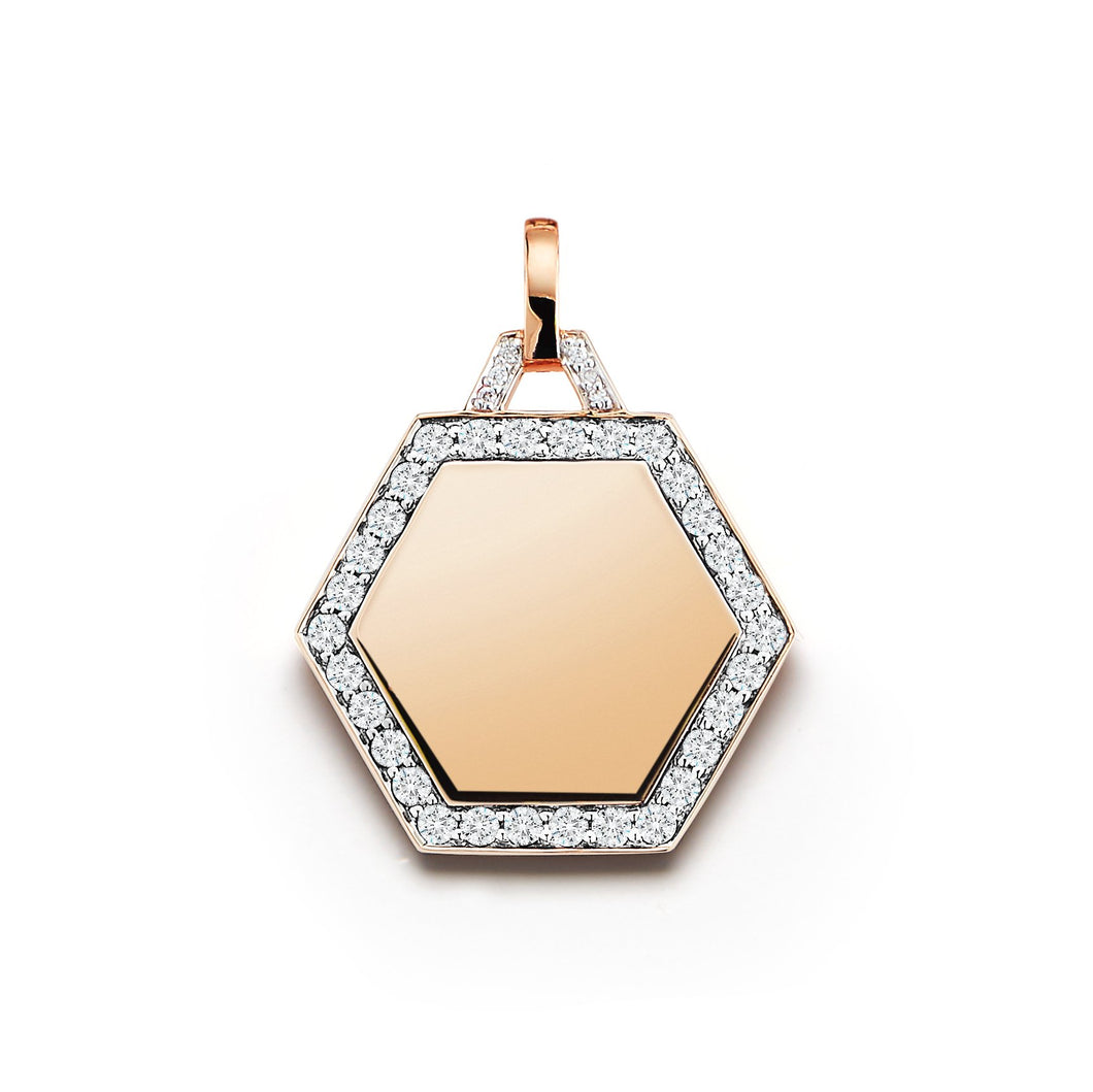 Dora Diamond Hexagon Pendant (Engravable)