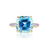 Cirque Blue Topaz Cushion with Tanzanite Band Ring