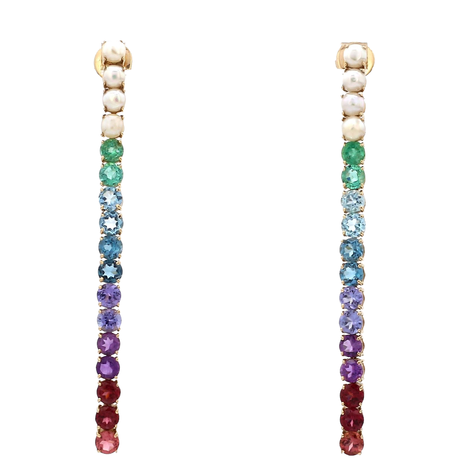 Typearl Gemstone and Pearl Drop Earrings
