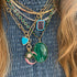 Queen Emerald Cut with Enamel Frame Pendant on Paperclip Chain Necklace