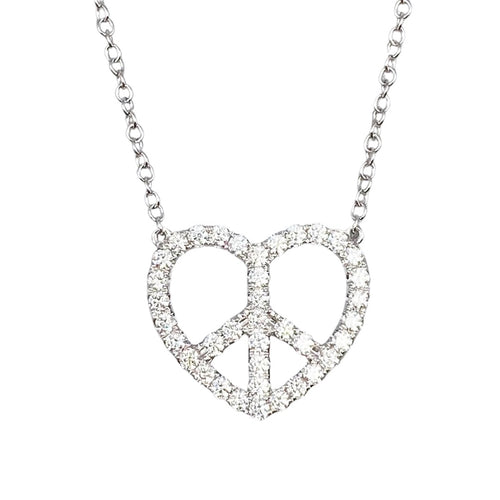 Diamond Peace Sign Pendant Necklace