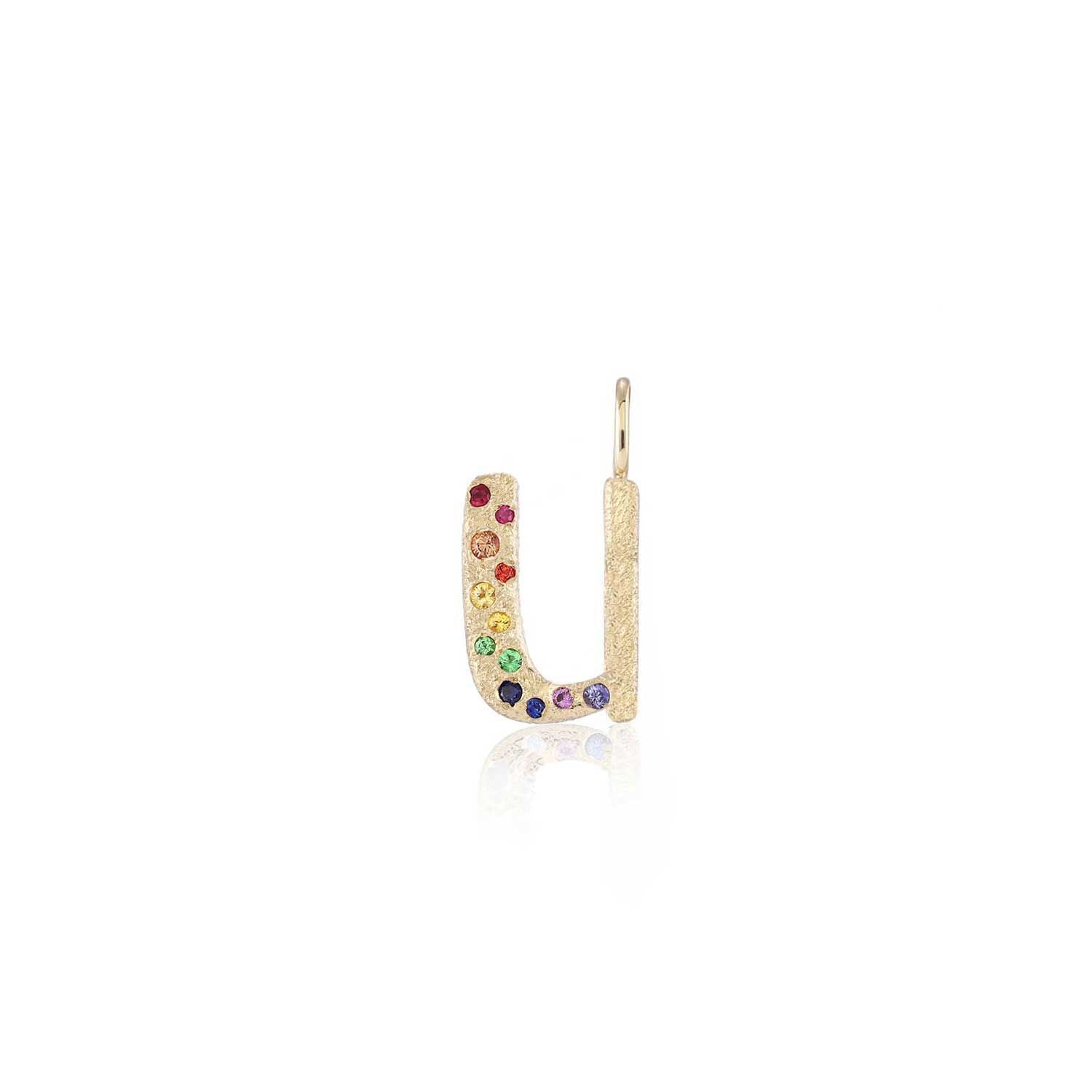 Puffy Gemstone Letter Charm